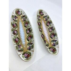 Pair Of Royal Vienna  Oval Porcelain Pickle/Relish Dishes